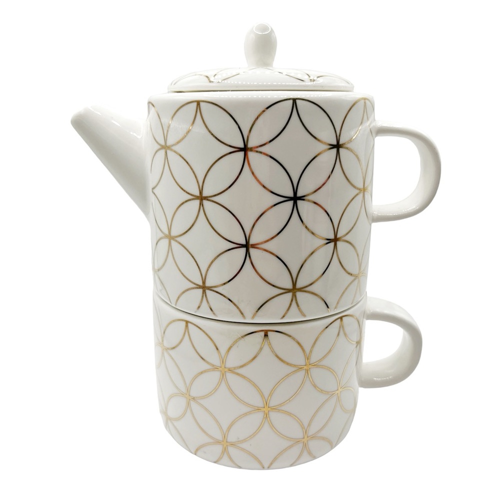 Coco & Lola White & Gold Tea for One Set